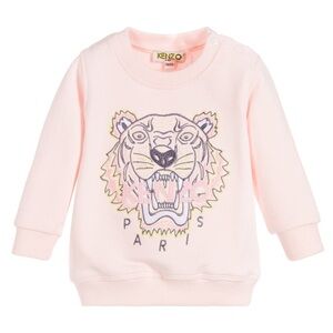 KENZO -Sweat shirt top Kids Girls Light Pink Tiger logo Graphic - NWT